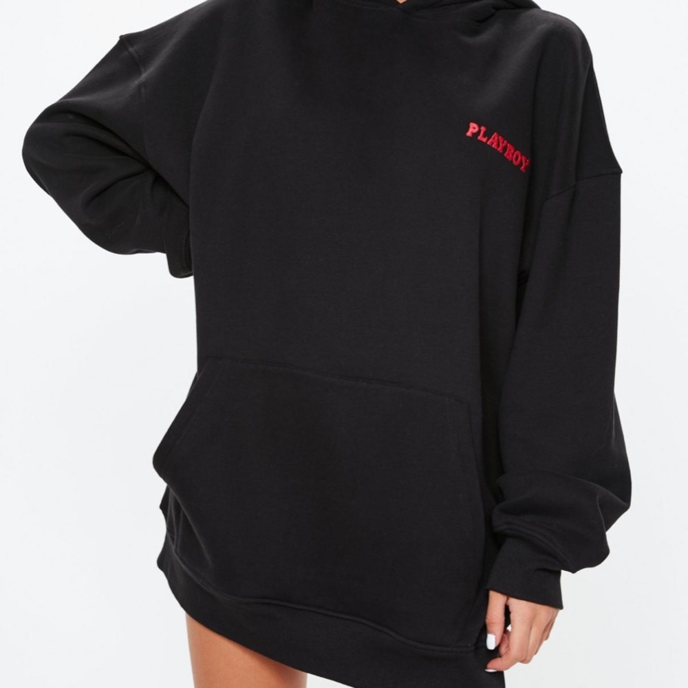 playboy magazine print oversized hoodie dress